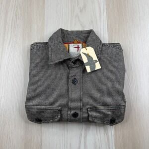 Relwen Mens Camel Black Houndstooth Stretch Workwear Button Up Shirt Size S NWT